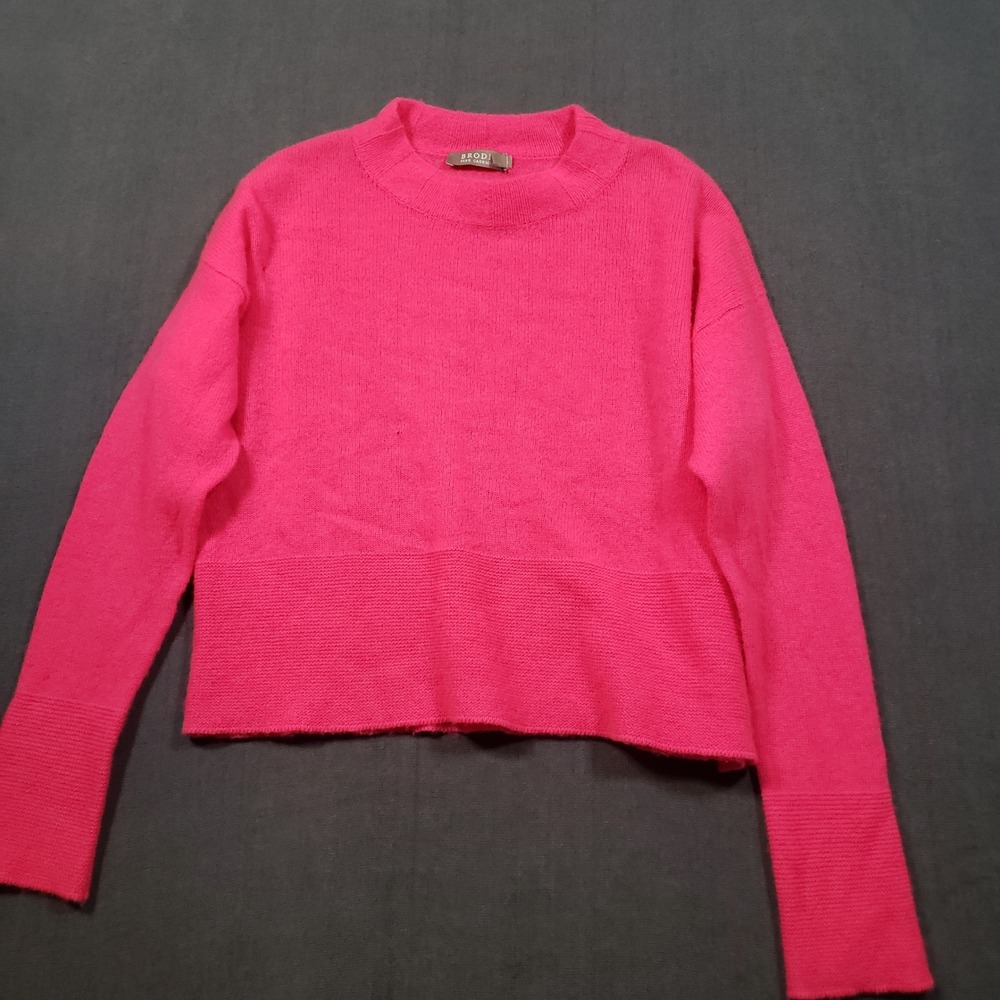 Brodie Cashmere Sweater Womens Small Pink Crew Neck‎ Long Sleeve Pullover